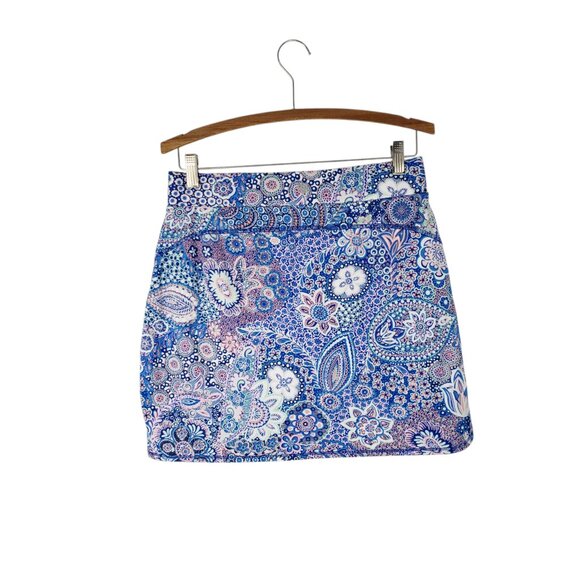 Talbots Everyday Stretch Skort Small Blue Dreamy Paisley Pull On NWT New - Picture 3 of 8